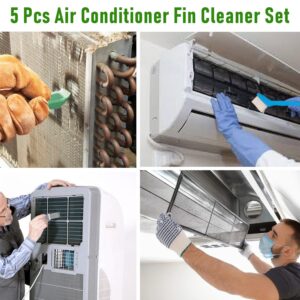 LonlyEagle 5 Piece Air Conditioner Fin Cleaner Set: Includes 3 Fin Straightening Combs and 2 Coil Cleaning Brushes - Perfect for Air Conditioner, Refrigerator, Evaporator, and Radiator Repair