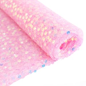 FUHSY Sequin Fabric by The Yard Sequin Pink Fabric Sparkly Sequin Material Fabric Iridescent Mermaid Fabric 1 Yard Large Sequins Sewing Fabric Glitter for Costume Dresses Clothing DIY Crafts