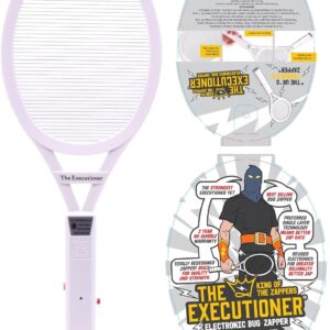 The Executioner Fly Zapper Mosquito, Wasp, Bug, Insect Killer Swatter Electric Fly Zapper Racket Single Layer for Efficient Zapping Indoor Outdoor (White)