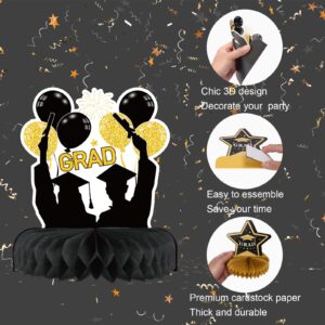 SUNKIM 9Pcs Graduation Centerpieces 2024 Graduation Party Decorations Congrats Grad Table Toppers Graduation Decorations Class of 2024 Graduation Table Decorations for Party Celebration,Black-Gold