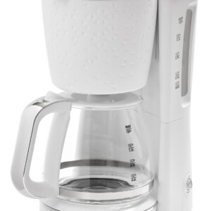 HADEN Starbeck Elegant Easy to Clean Drip Coffee Machine with Glass Carafe, 30 Second Anti Drip and Keep Warm Function, 1.5 Liter Tank, White/Chrome