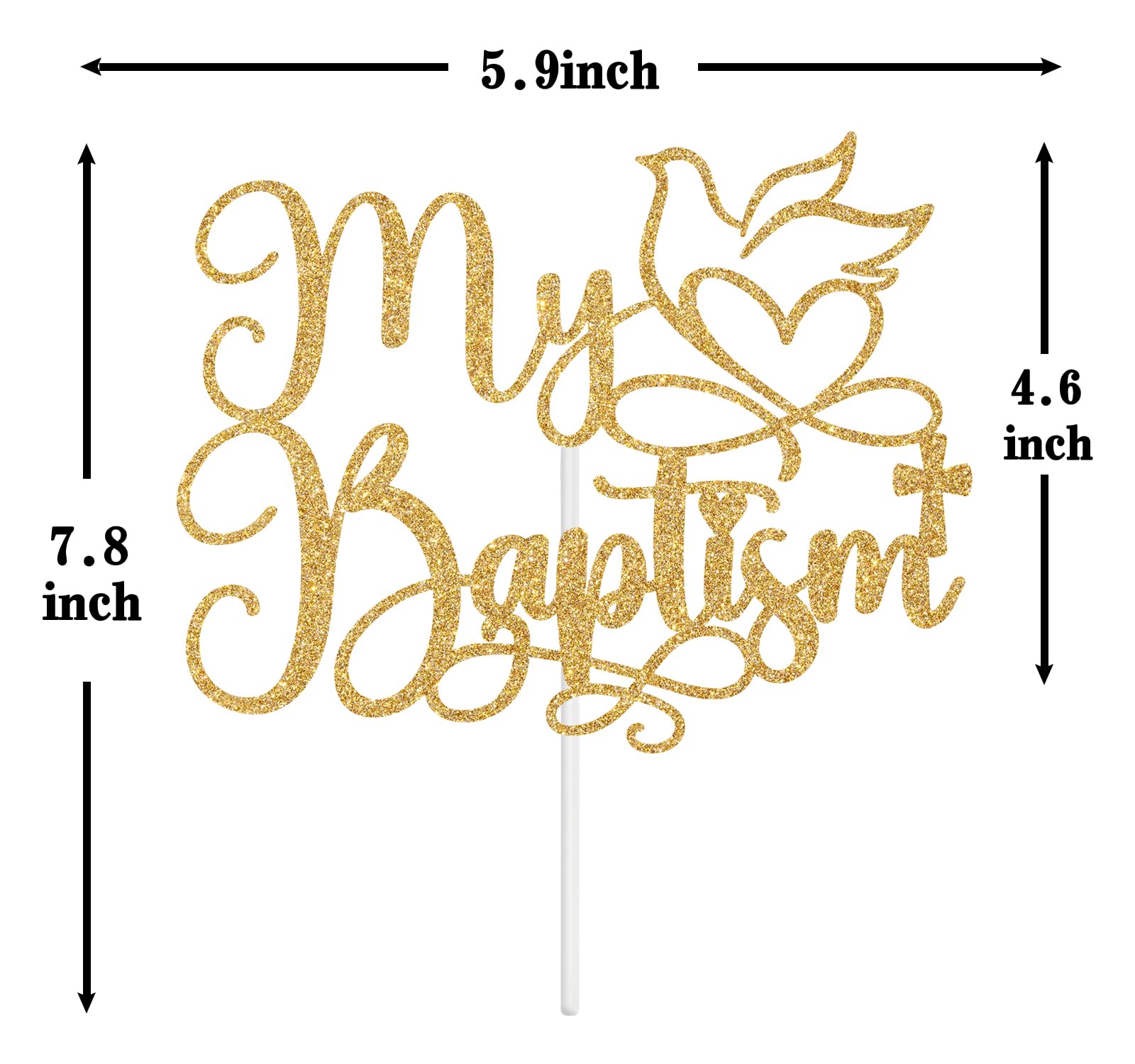 My Baptism Cake Topper, First Holy Communion, On Your Confirmation, Bridal Shower/Wedding/Baptism/Christening Baby Shower Party Decorations, Gold Glitter