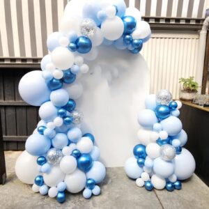 Blue Balloon Garland Arch Kit, 134pcs Blue and White Party Balloons Arch Kit for Baby Shower, Birthday, Bridal Shower, Graduation, Winter Wonderland Party Decorations