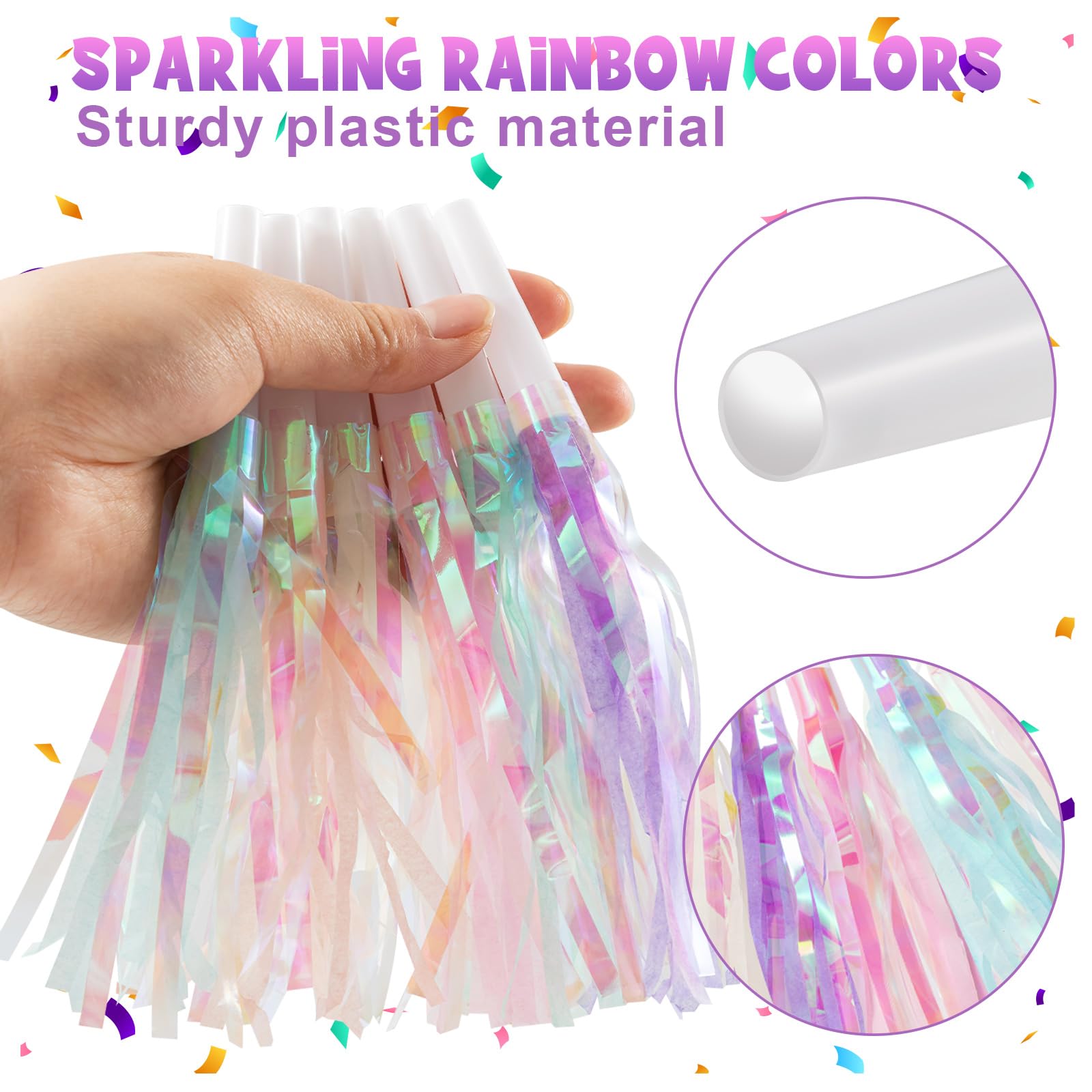 GDZRDFLH 24 pcs Party Blowers, Noise Makers Glitter Metallic Fringed Party Horns for Birthday Blow Horns Graduation Sporting Party Favors Supplies