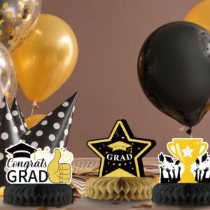 SUNKIM 9Pcs Graduation Centerpieces 2024 Graduation Party Decorations Congrats Grad Table Toppers Graduation Decorations Class of 2024 Graduation Table Decorations for Party Celebration,Black-Gold