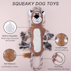 Nopisen Dog Squeaky Toys,Plush Toy for Aggressive Chewers,Indestructible Dog Squeaky Toys,Tug of War Dog Toys,Stuffed Animals Toys with Cotton Material and Crinkle Paper (Lion)