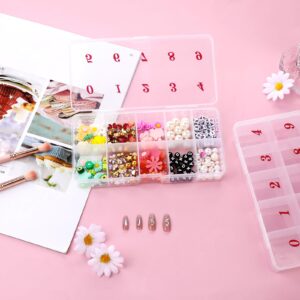 Mozeat Lens 2 Pieces Nail Tip Box Plastic Nail Organizer Storage Boxes with 10 Number Spaces Transparent False Nail Tip Storage Case Container Clear Plastic Grid Box for Fingernail Crystal, Jewelry