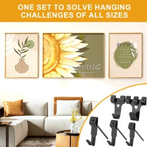 KURUI Picture Hangers, 385Pcs Picture Hanging Kit with Heavy Duty Picture Hanging Hooks, Sawtooth, Hardware Nails and Picture Hanging Tool, Wall Hangers for Frame, Painting, Art, Photo (Black)