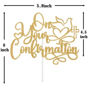 On Your Confirmation Cake Topper, First Holy Communion, My Baptism Day, Bridal Shower/Wedding/Baptism/Christening Baby Shower Party Decorations, Gold Glitter