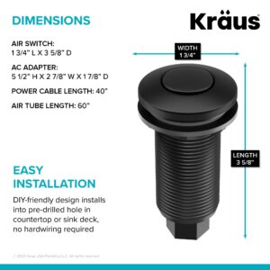 KRAUS Garbage Disposal Air Switch Kit in Spot-Free Stainless Steel with Push Button, AC Adapter, Power Cord, and Air Tube Included, KWDA-100SFS