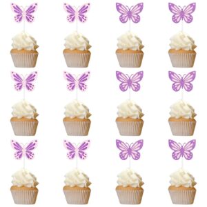 iNINGER Birthday Candles,Number 4 Candle,Butterfly 4th Birthday Decorations for Women/Girl,Cupcake Candle for Party,Purple Handmade Sequin Numeral Candle Wedding Cake Topper Anniversary Party Decor