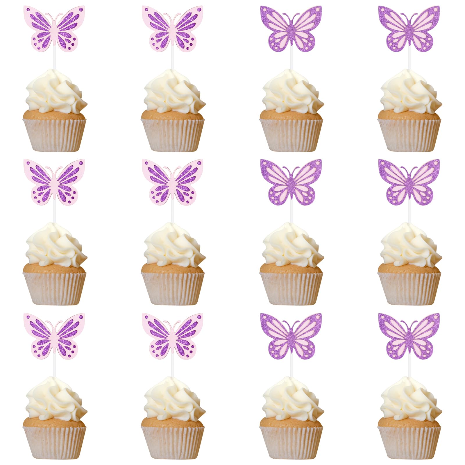 iNINGER Birthday Candles,Number 4 Candle,Butterfly 4th Birthday Decorations for Women/Girl,Cupcake Candle for Party,Purple Handmade Sequin Numeral Candle Wedding Cake Topper Anniversary Party Decor