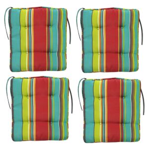 4 Piece Outdoor Chair Cushions for Patio Furniture,Outdoor Seat Back Deep Chair Cushion Set，Lounge Chair Cushions with Ti，Patio Chair Cushion and Back Pillow Set for Garden Patio Chair Cushions