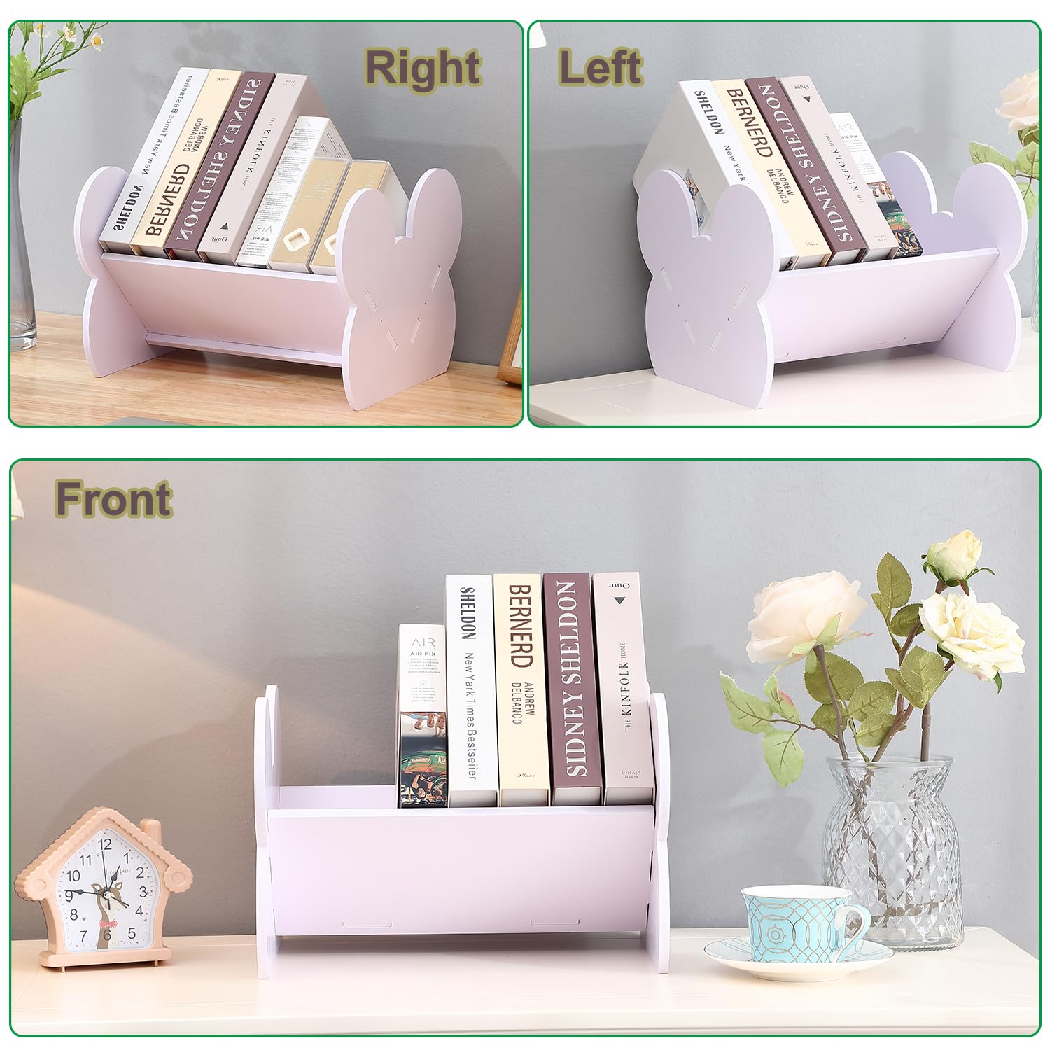 Felmis Kids Bookshelf, Small Desktop Bookshelf, Tilted Mini Bookshelf for Desk, V-Shaped Tabletop Bookshelf, Book Shelf for Books Magazine CD