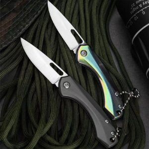 FEIZII Foldable Pocket Knife Camping Blade With a Length of 2.4 Inches and 4 Colors (Black, Silver, Gray, Rainbow), The Best Gift Choice (12)