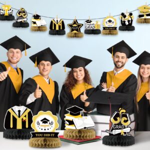 SUNKIM 9Pcs Graduation Centerpieces 2024 Graduation Party Decorations Congrats Grad Table Toppers Graduation Decorations Class of 2024 Graduation Table Decorations for Party Celebration,Black-Gold