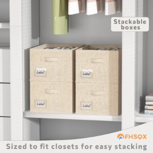 FHSQX 2 Pack Shoe Organizer for Closet,Fits up to 24 Pairs,Fabric Shoe Storage Bins,Large Shoe Box Storage Containers with Bottom Support for Shoes (Beige, (16.5 * 12.6 * 9.5) x1)