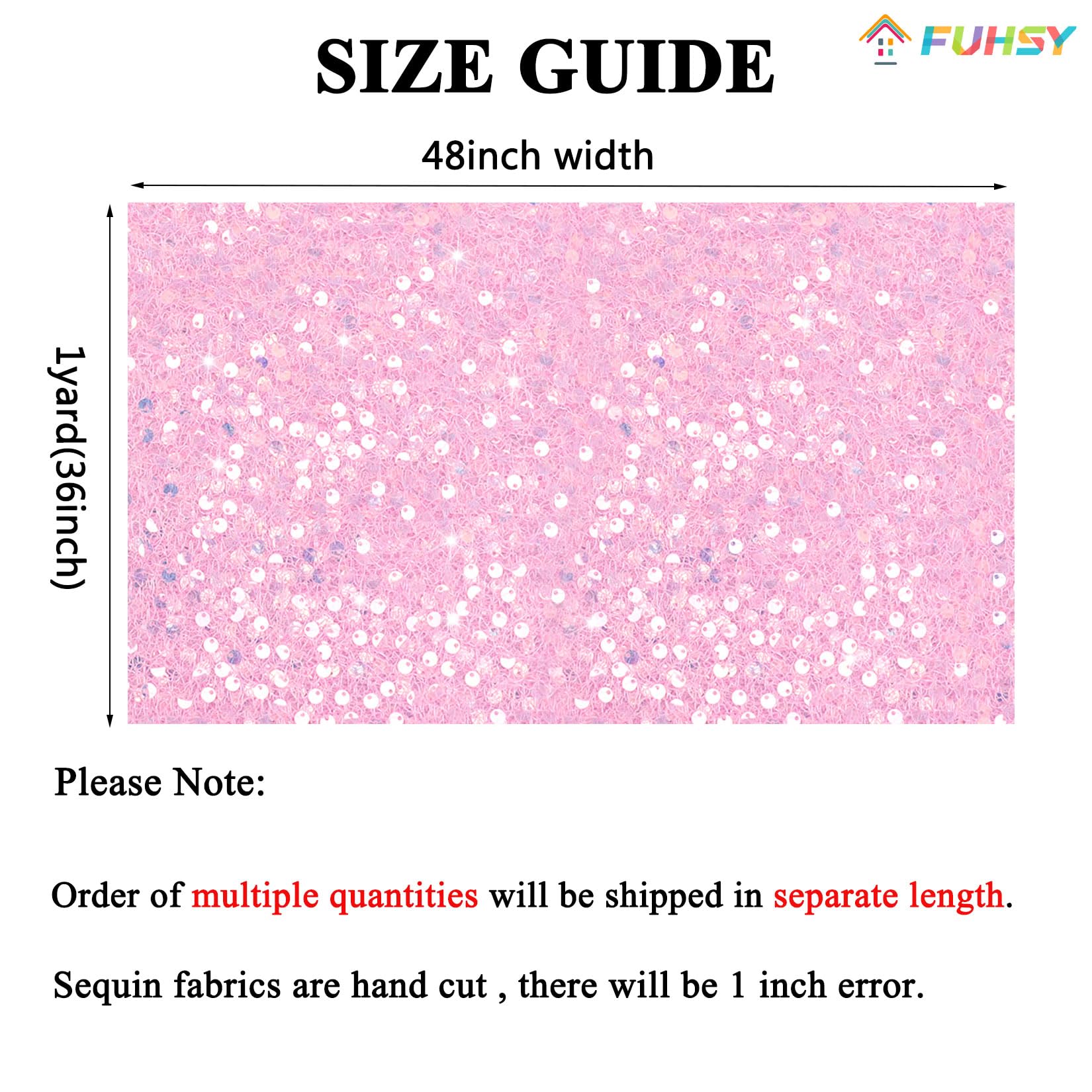 FUHSY Sequin Fabric by The Yard Sequin Pink Fabric Sparkly Sequin Material Fabric Iridescent Mermaid Fabric 1 Yard Large Sequins Sewing Fabric Glitter for Costume Dresses Clothing DIY Crafts