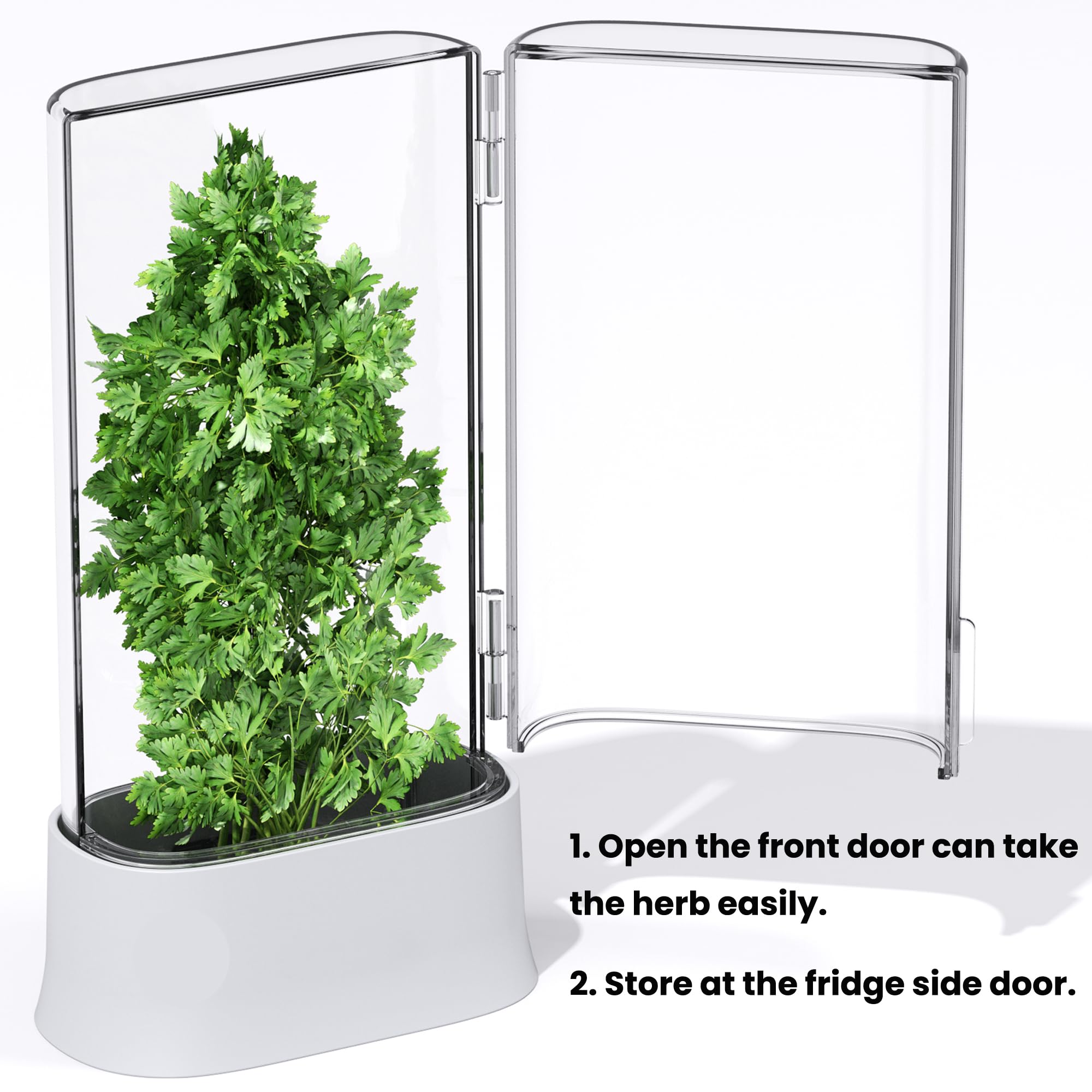 vacane Herb Keeper for Refrigerator, Fresh Herb Saver Herb Storage Containers, Cilantro Container for Fridge Asparagus Container, Dishwasher Safe