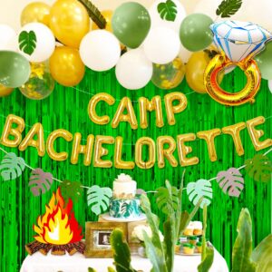 Gold Camp Bachelorette Decorations Balloons Sign Banner Camping Bachelorette Banner Supplies for Mountain Camp Bachelorette Bridal Shower Wedding Engagement