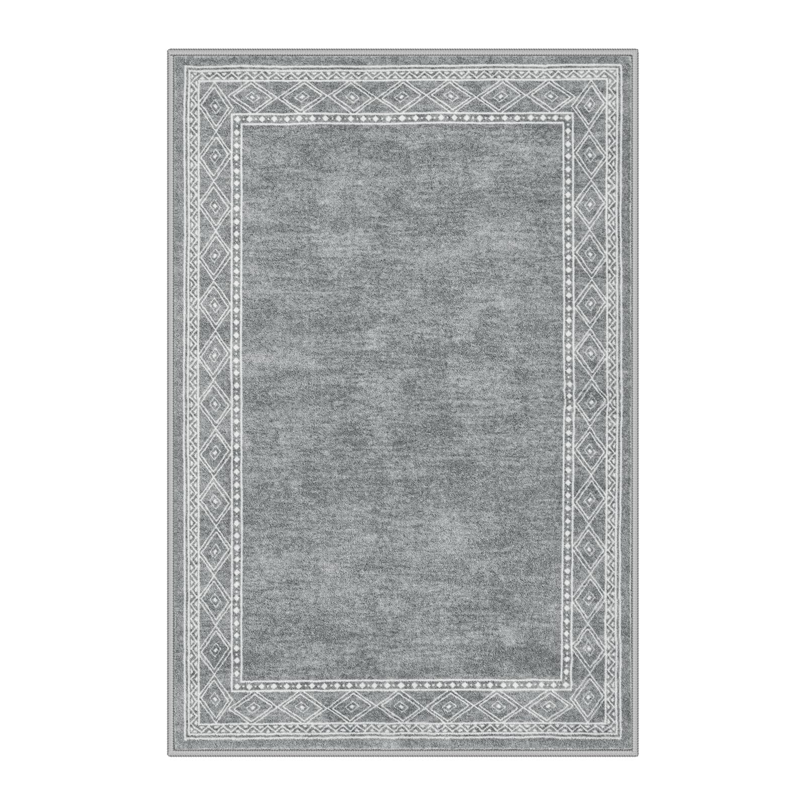 Lahome Modern Bordered Entryway Rugs Indoor- 2x3 Kitchen Rugs Non Slip Washable Ultra-thin Soft Small Rug Indoor Door Mat, Throw Carpet Washable Rugs for Bathroom Bedroom Entry(2x3ft,Grey)