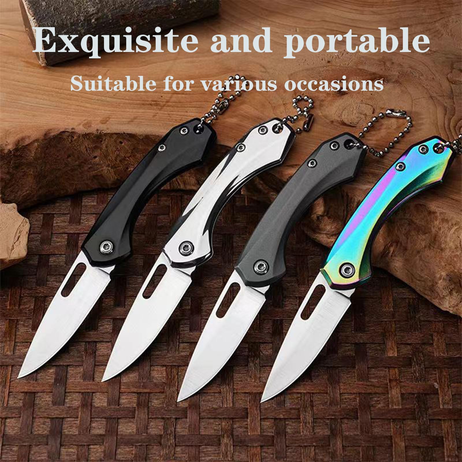 FEIZII Foldable Pocket Knife Camping Blade With a Length of 2.4 Inches and 4 Colors (Black, Silver, Gray, Rainbow), The Best Gift Choice (12)