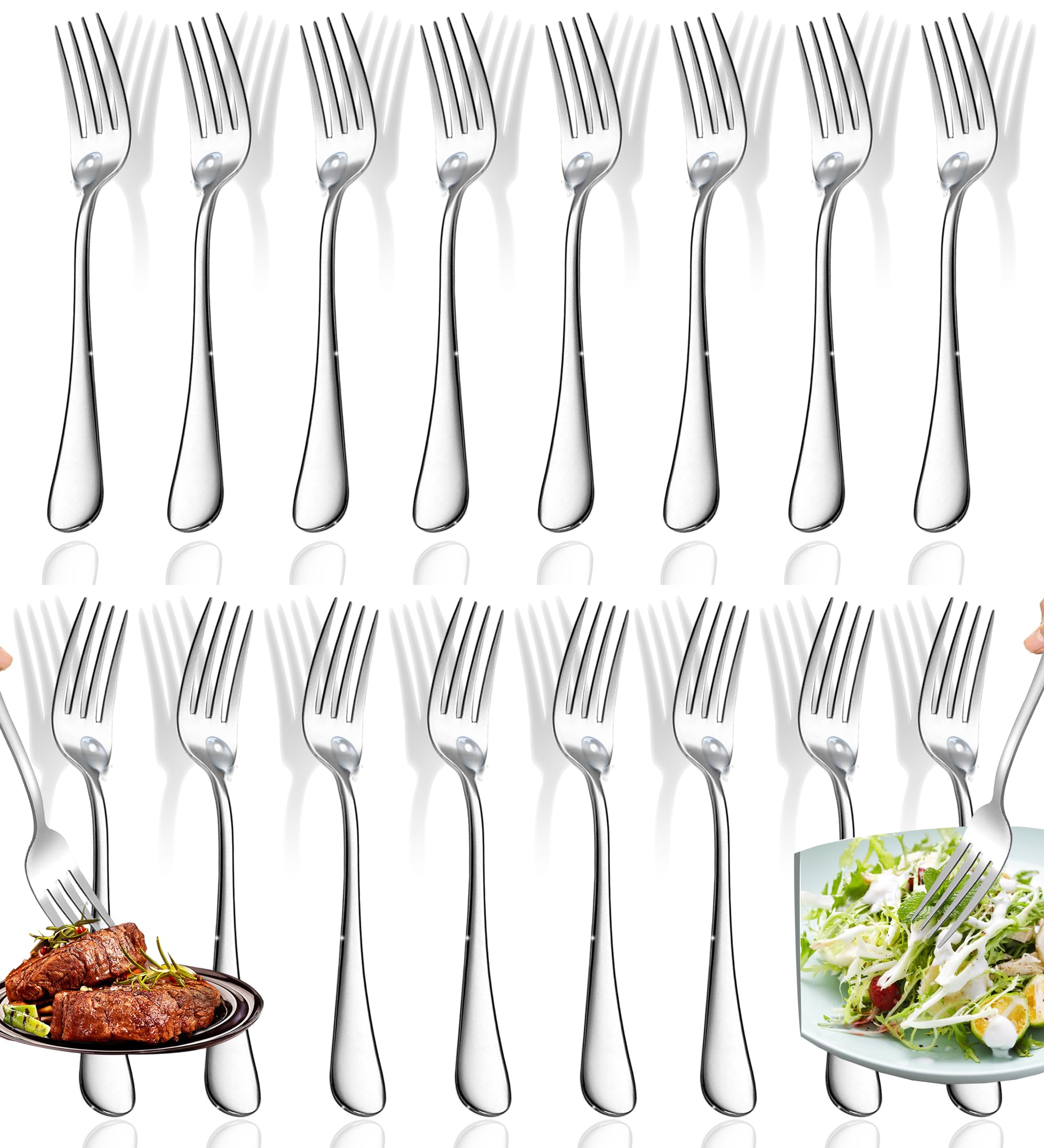 16 Pcs Dinner Forks, Top Food Grade Stainless Steel Forks Silverware Set, 8 Inch Flatware Forks, Table Forks Use for Home Kitchen Restaurant, Mirror Polished & Dishwasher Safe