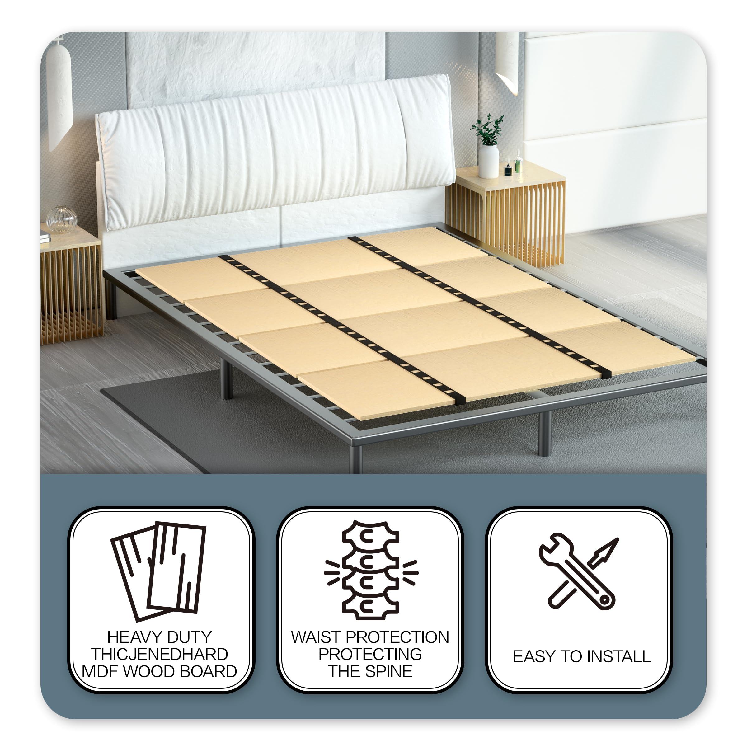 Yarfyk Folding Box Spring, Bed Plate,Queen Bed Board Under Mattress Support,Bed Plate Support Plate, Bed Plate Under, Twin 60"x 30" ﻿