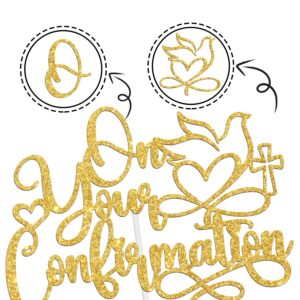 On Your Confirmation Cake Topper, First Holy Communion, My Baptism Day, Bridal Shower/Wedding/Baptism/Christening Baby Shower Party Decorations, Gold Glitter