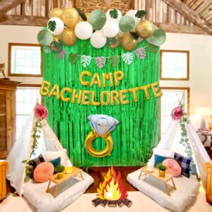 Gold Camp Bachelorette Decorations Balloons Sign Banner Camping Bachelorette Banner Supplies for Mountain Camp Bachelorette Bridal Shower Wedding Engagement