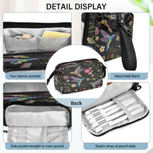 Eionryn Beautiful Hummingbirds Exotic Flowers Pencil Case Big Capacity Pencil Pouch Pen Case Makeup Bag School Office Organizer