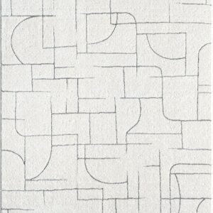 Abani Cozy Cream Area Rug for Living Room, Bedroom - Grey Linear Lines Pattern - 4' x 6' - Durable & Easy to Clean