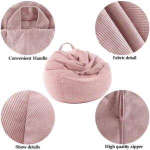 LPMOERA Stuffed Animal Storage Bean Bag Chair Cover (No Filler) For Kids and Adults.Soft Stuffable Bean Bag For Organizing Children Plush Toys or Memory Foam Caramel L for Adults