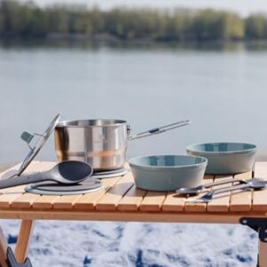 Stanley Wildfare Go 14-Piece Two Bowl Prep & Cook Set | 1.65 qt Saucepan with Fold & Lock Handle | Camping Essentials for Your Camp Kitchen