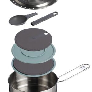 Stanley Wildfare Core Saucepan Cookset | 6-Pc Stainless Steel Cookware | 2qt Saucepan w/Lid, Cutting Board, Trivet & Spoons | Induction Cookware | Camping Essentials