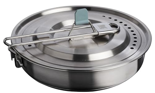 Stanley Wildfare Core 12-Piece Stainless Steel Fry Pan Cookset | 1 qt Travel Pan with Fold & Lock Handle | Camping Essentials for Your Camp Kitchen