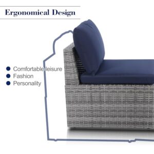 Backyard Expressions 2 Pc. Outdoor Wicker Conversation Chair Set with Storage and Ottoman, 250lb Weight Capacity