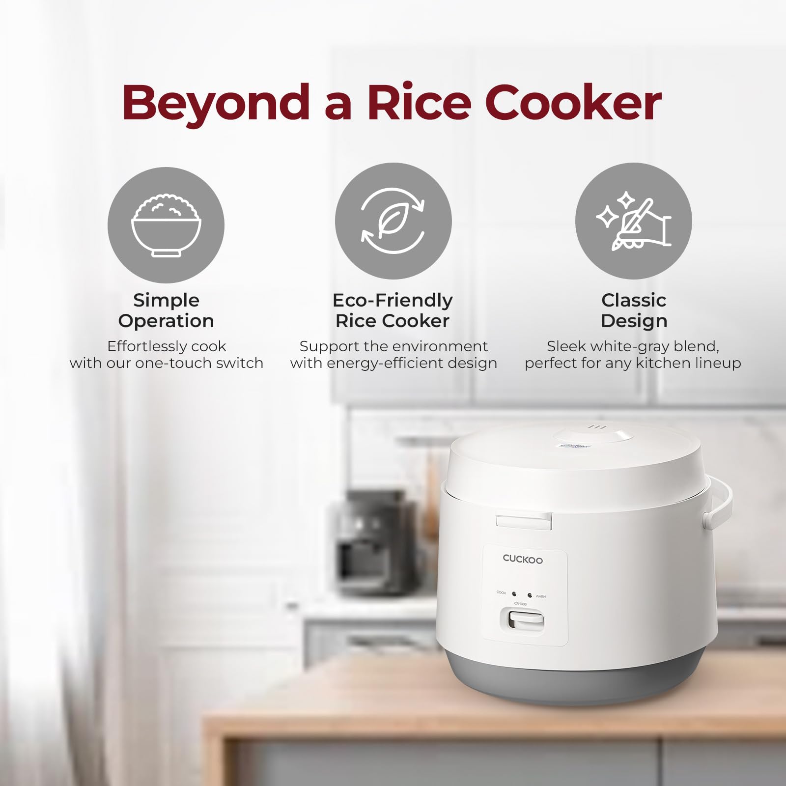 CUCKOO CR-1095 10-Cup (Uncooked) / 20-Cup (Cooked) Basic Rice Cooker and Warmer with Nonstick Inner Pot, Switch Press (White)