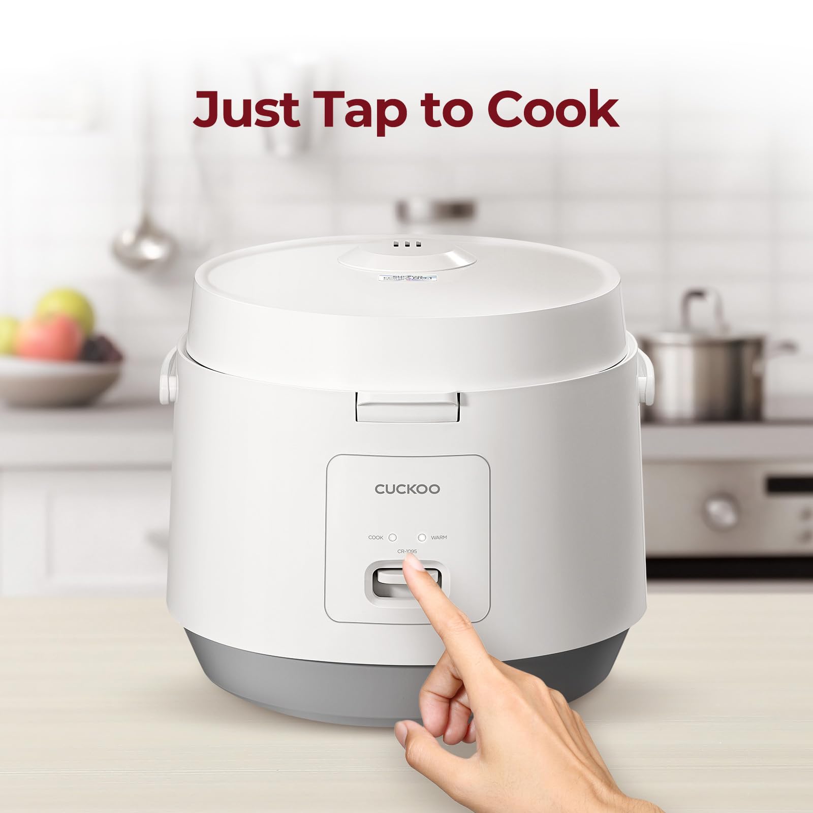 CUCKOO CR-1095 10-Cup (Uncooked) / 20-Cup (Cooked) Basic Rice Cooker and Warmer with Nonstick Inner Pot, Switch Press (White)