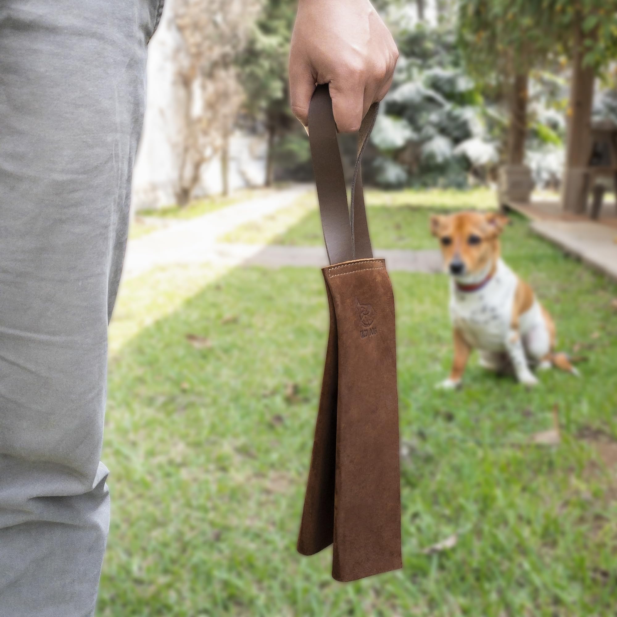 TACO DOG, Dog Chew Sheet Toy for Active Chewers, Alternative Chew Accessory for Puppies, Full Grain Leather, Handmade, Bourbon Brown