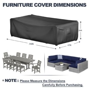 Patio Furniture Set Cover, Rectangular Waterproof Outdoor Table and Chair Set Cover,Furniture Cover for Sectional Sofa Set,Tear-Resistant Material Dust-proof Couch Cover. (74''Lx47''Wx28''H)