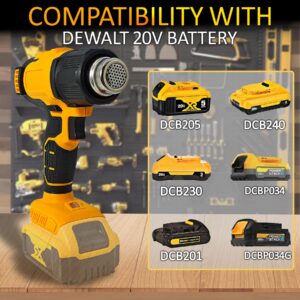 Cordless Heat Gun for Dewalt 20v Battery, 1022℉ Fast Heating Soldering Hot Air Gun for Shrink Tubing, Heat Gun For Crafts, Shrink Wrap， Electronics, Resin，Wire Connectors(Without Batteries)