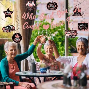 Going Away Party Decorations, NO-DIY Rose gold Glitter Who Said You Could Leave Banner and 8 Pcs Farewell Party Decorations Card Cuts, Happy Retirement Banner, Farewell Graduation Party Decorations