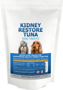 kidney restore tuna dog treats. special kidney friendly dog treats, low protein dog treats for kidney diets. kidney dog treats your canine will love. renal dog treats