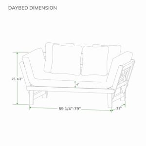 Cambridge Casual West Lake Mahogany Outdoor Convertible Sofa Daybed, Weathered Gray/Oyster Cushion