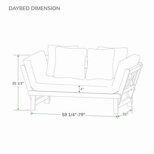 Cambridge Casual West Lake Mahogany Outdoor Convertible Sofa Daybed, Weathered Gray/Oyster Cushion