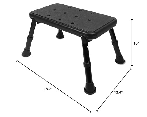 Pepe - Bath Step Stool for Adults Heavy Duty (395 lb, 8" - 10"), Caravan Kitchen Stool, Bath Steps for Elderly, Step Stools for Seniors Adjustable, Non Slip Stepping Stool, Safety Step Stool, Black.