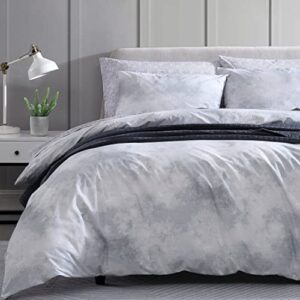 City Scene - King Duvet Cover Set, Cotton Bedding with Matching Shams, Modern Home Decor (Koto Clouds Grey, King)