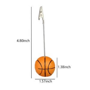 RRRuo Basketball Resin Ball Base Memo Clip Holder Stand, Picture Holders, Place Card Holders for Memo Note Photo Wedding Party Table Number Holders Home Office Desktop Decor 6 Pieces (Basketball)