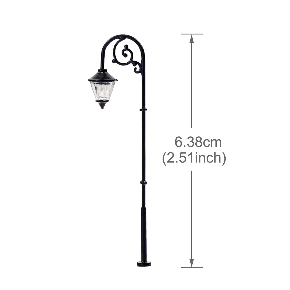 LYM57 10pcs Model Railway Street Lgihts Lamppost Lamp HO Scale 63mm or 2.48inch Single Head LEDs